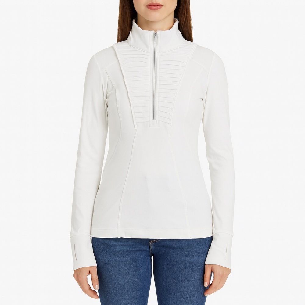 Lululemon Run: Your Heart Out White Ruffle Quarter Zip Pullover Top